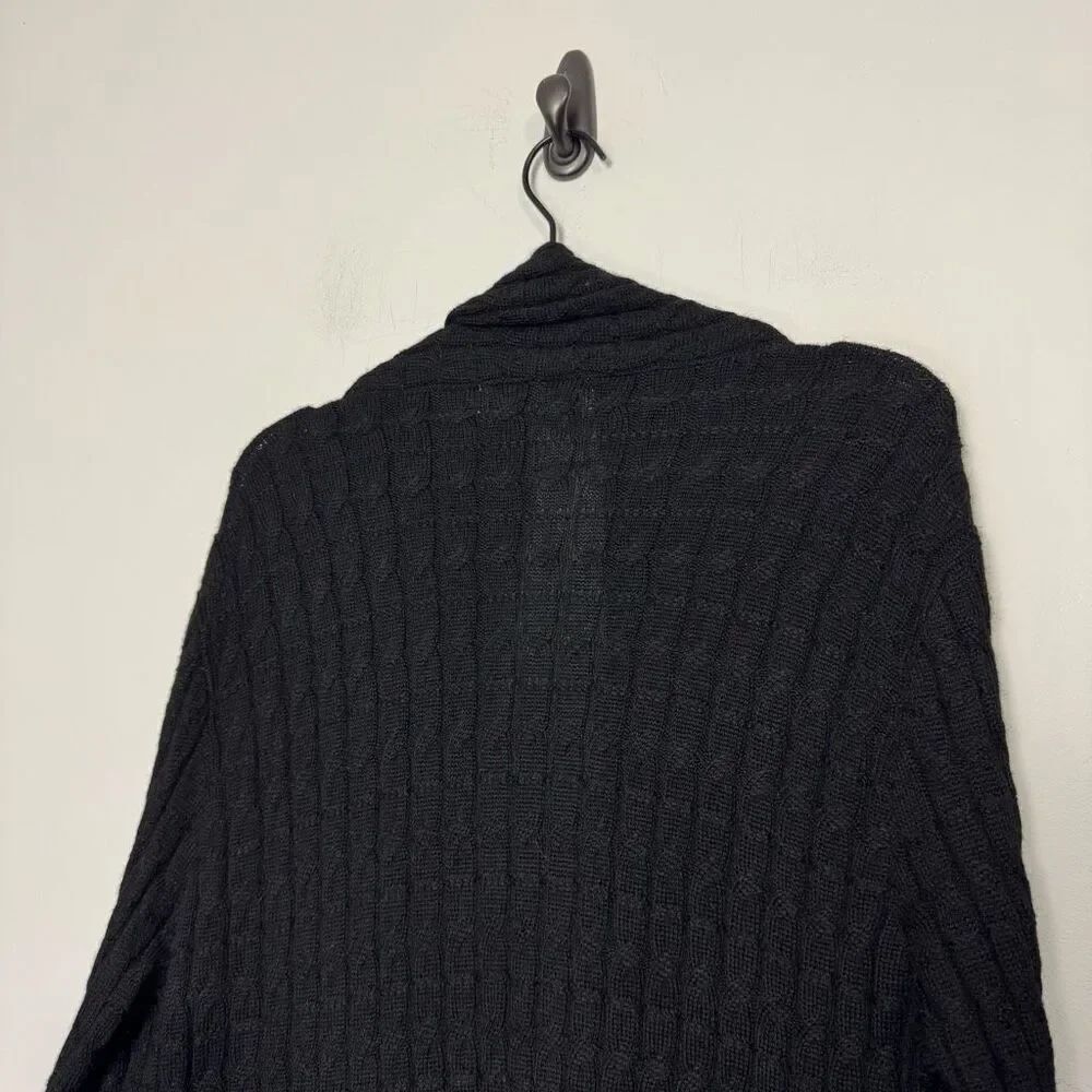 Peruvian Link Black Baby Alpaca Cable Knit Cardigan L/XL - Picture 4 of 5